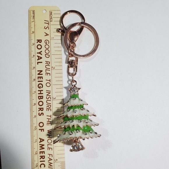 Christmas Tree keychain keyring Rose gold tone charm pendant - Picture 6 of 9